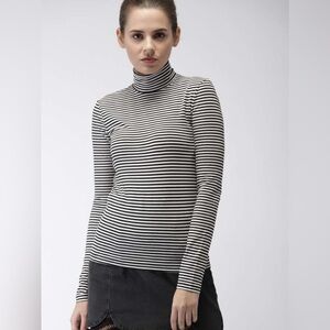 Black and White Striped Turtleneck